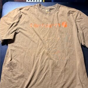 Carhartt Brown Short-Sleeve Tee with Orange Logo